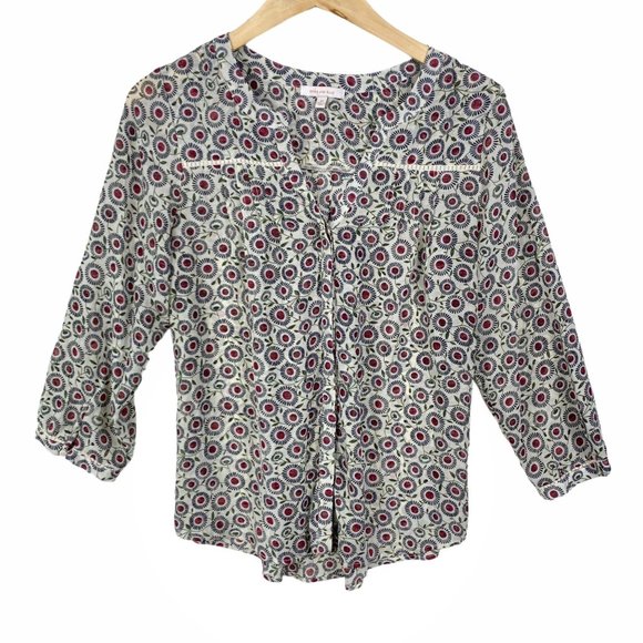 Skies Are Blue Tops - Skies are Blue Red Floral Button Down Size MD